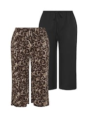 Yours Curve Black 2 Pack Jersey Culottes - Image 6 of 8