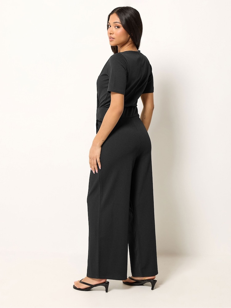 PixieGirl Petite Black Short Sleeve Wide Leg Jumpsuit - Image 2 of 5 PixieGirl Petite Black Short Sleeve Wide Leg Jumpsuit - Image 2 of 5