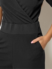 PixieGirl Petite Black Short Sleeve Wide Leg Jumpsuit - Image 4 of 5