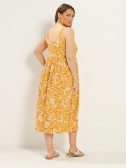Yours Curve Yellow Short Sleeve Textured Smock Dress - Image 3 of 5