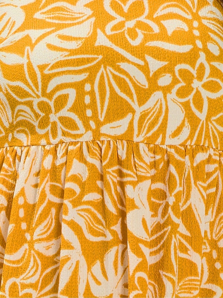 Yours Curve Yellow Short Sleeve Textured Smock Dress - Image 5 of 5 Yours Curve Yellow Short Sleeve Textured Smock Dress - Image 5 of 5