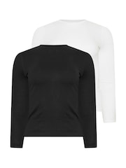 PixieGirl Petite Black Long Sleeve Cotton T-Shirts 2 Pack - Image 6 of 9