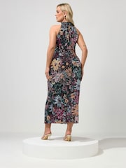 Yours Curve Black London Sequin Choker Dress - Image 3 of 6