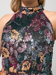 Yours Curve Black London Sequin Choker Dress - Image 5 of 6