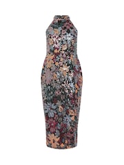 Yours Curve Black London Sequin Choker Dress - Image 6 of 6