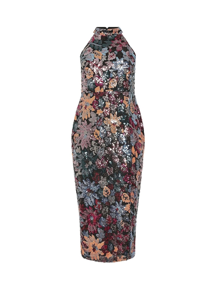 Yours Curve Black London Sequin Choker Dress - Image 6 of 6