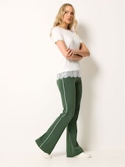 Long Tall Sally Green Side Stripe Flare Leggings - Image 1 of 6