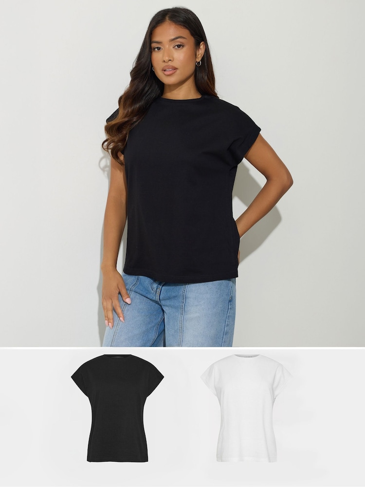 PixieGirl Petite Black 2 Pack Short Sleeve Cotton T-Shirts - Image 1 of 8