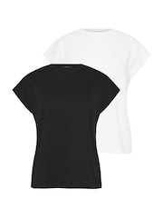 PixieGirl Petite Black 2 Pack Short Sleeve Cotton T-Shirts - Image 6 of 8