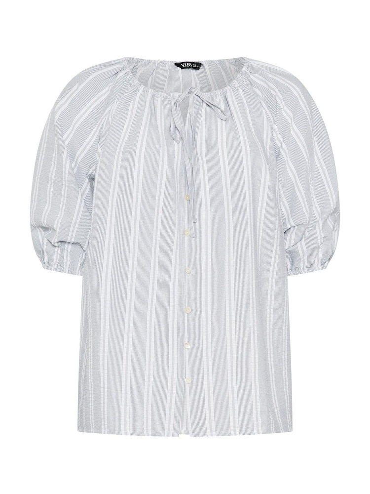 Yours Curve Grey Sleeve Stripe Boho Top - Image 5 of 5