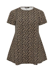 Yours Curve Black Animal Textured Swing Top - Image 5 of 5