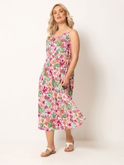 Yours Curve Pink Keyhole Midi Dress - Image 1 of 5
