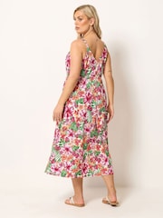 Yours Curve Pink Keyhole Midi Dress - Image 3 of 5