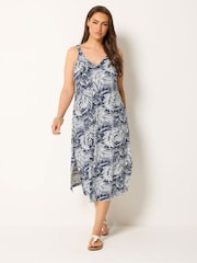 Yours Curve Blue All Over Print Throw On Dress - Image 2 of 5