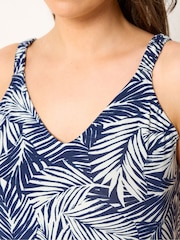 Yours Curve Blue All Over Print Throw On Dress - Image 3 of 5