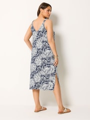 Yours Curve Blue All Over Print Throw On Dress - Image 4 of 5
