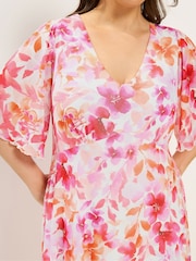 Yours Curve Pink Mesh Angel Sleeve Dress - Image 5 of 6