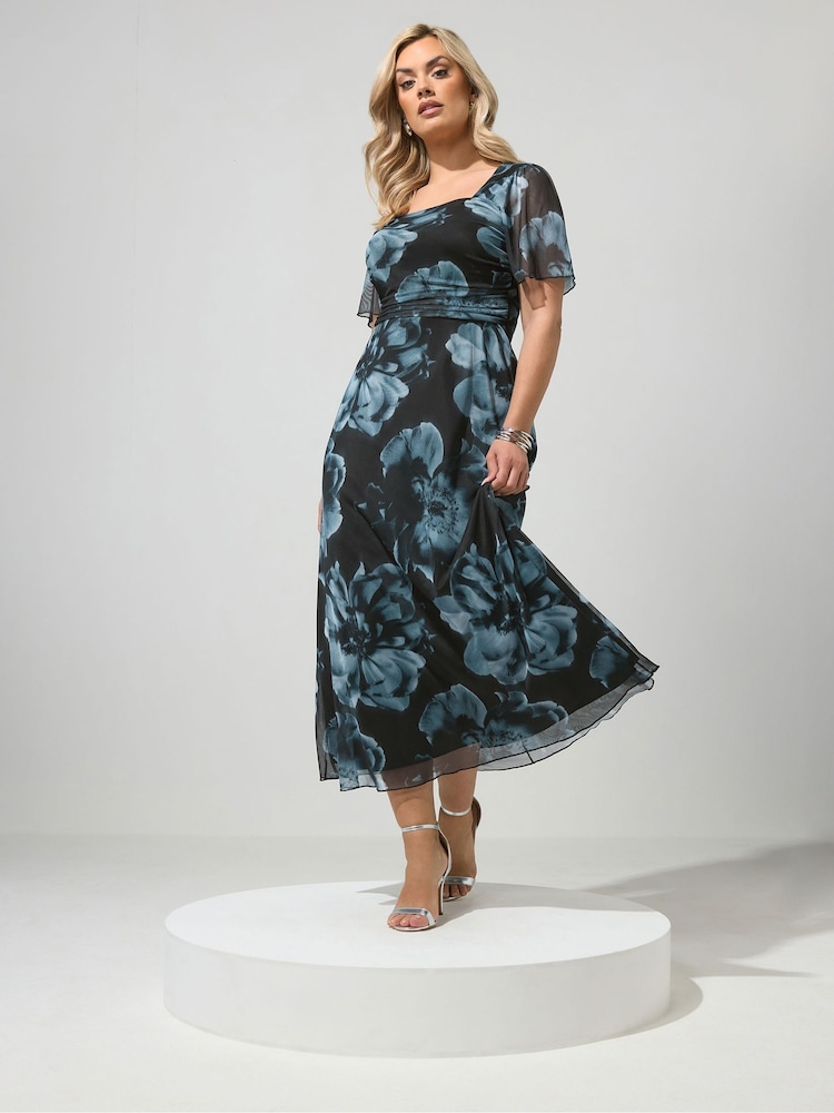 Yours Curve Green/Black London Square Neck Mesh Maxi Dress - Image 1 of 5 Yours Curve Green/Black London Square Neck Mesh Maxi Dress - Image 1 of 5