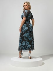 Yours Curve Green/Black London Square Neck Mesh Maxi Dress - Image 3 of 5