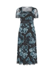 Yours Curve Green/Black London Square Neck Mesh Maxi Dress - Image 5 of 5