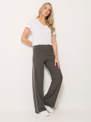 Long Tall Sally Grey Side Stripe Wide Leg Leggings - Image 1 of 7