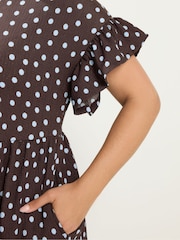 Yours Curve Brown Frilled Sleeve Midaxi Dress - Image 4 of 5