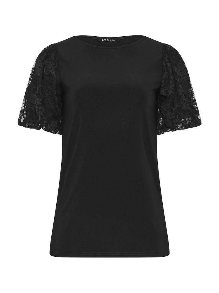 Long Tall Sally Black Lace Sleeve T-Shirt - Image 5 of 5 Long Tall Sally Black Lace Sleeve T-Shirt - Image 5 of 5