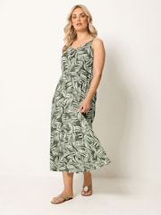 Yours Curve Green Keyhole Midi Dress - Image 1 of 6