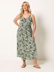Yours Curve Green Keyhole Midi Dress - Image 2 of 6