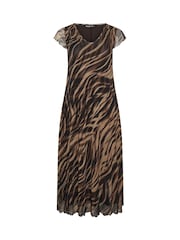 Yours Curve Brown Mesh Cap Sleeve Maxi Dress - Image 5 of 5