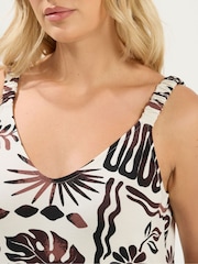 Yours Curve Cream All Over Print Throw On Dress - Image 4 of 5