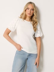 Long Tall Sally White Lace Sleeve T-Shirt - Image 1 of 5