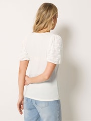 Long Tall Sally White Lace Sleeve T-Shirt - Image 3 of 5