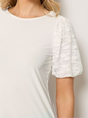Long Tall Sally White Lace Sleeve T-Shirt - Image 4 of 5