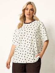 Yours Curve Cream Spot Oversized T-Shirt - Image 1 of 5