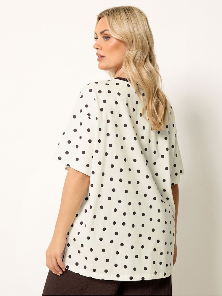 Yours Curve Cream Spot Oversized T-Shirt - Image 2 of 5