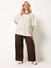 Yours Curve Cream Spot Oversized T-Shirt - Image 3 of 5