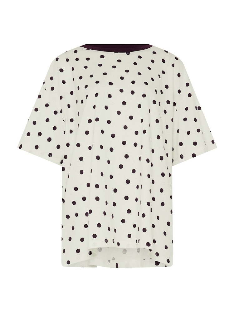 Yours Curve Cream Spot Oversized T-Shirt - Image 5 of 5