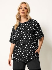 Yours Curve Black Spot Oversized T-Shirt - Image 1 of 5