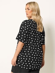 Yours Curve Black Spot Oversized T-Shirt - Image 2 of 5