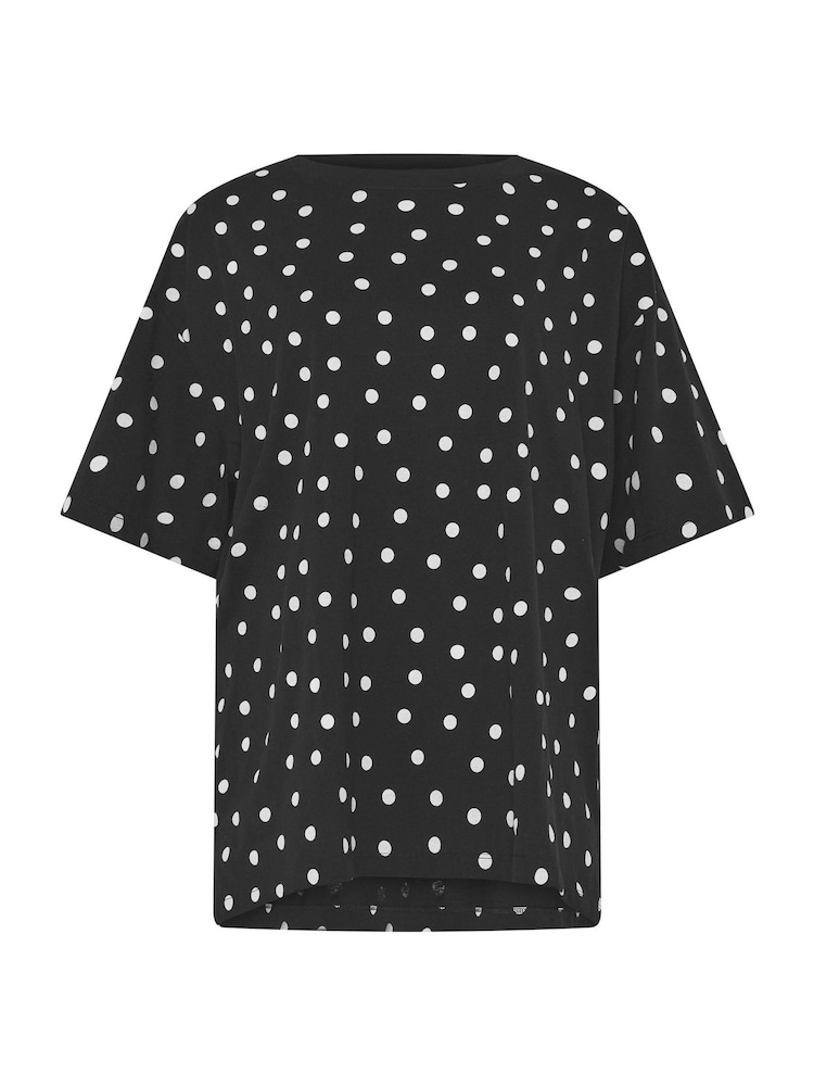 Yours Curve Black Spot Oversized T-Shirt - Image 5 of 5