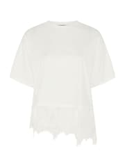 Yours Curve White Lace Trim T-Shirt - Image 4 of 5
