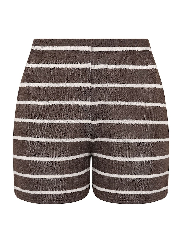 Yours Curve Brown Limited Crochet Stripe Shorts - Image 5 of 5 Yours Curve Brown Limited Crochet Stripe Shorts - Image 5 of 5