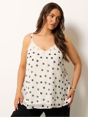 Yours Curve Cream Spot Print Lace Vest - Image 1 of 4