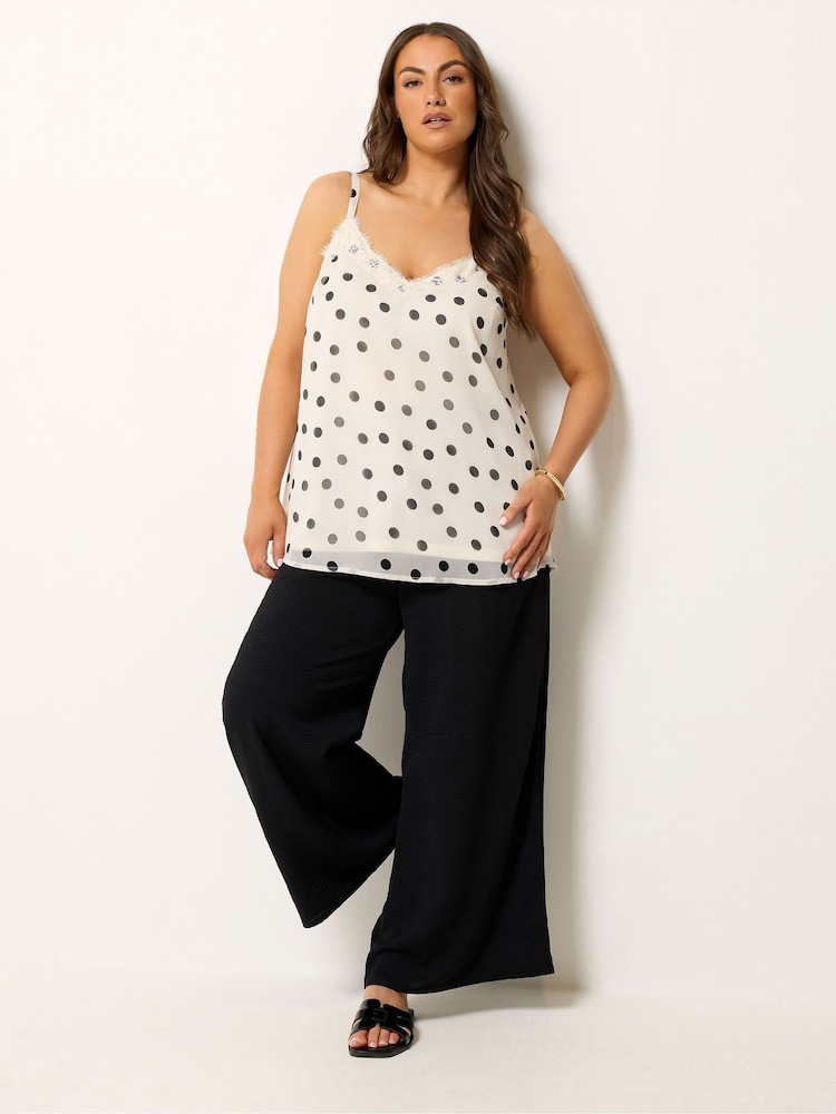 Yours Curve Cream Spot Print Lace Vest - Image 2 of 4 Yours Curve Cream Spot Print Lace Vest - Image 2 of 4