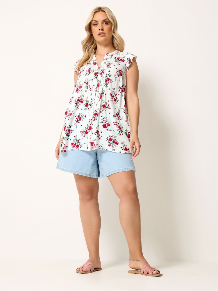 Yours Curve Red Sleeveless Pintuck Blouse - Image 2 of 5 Yours Curve Red Sleeveless Pintuck Blouse - Image 2 of 5