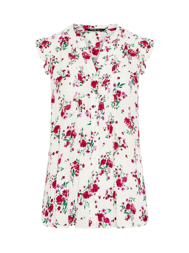 Yours Curve Red Sleeveless Pintuck Blouse - Image 5 of 5 Yours Curve Red Sleeveless Pintuck Blouse - Image 5 of 5