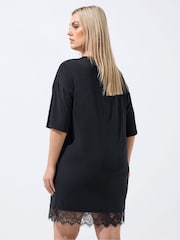 Yours Curve Black Limited Lace Hem Mini Dress - Image 3 of 5