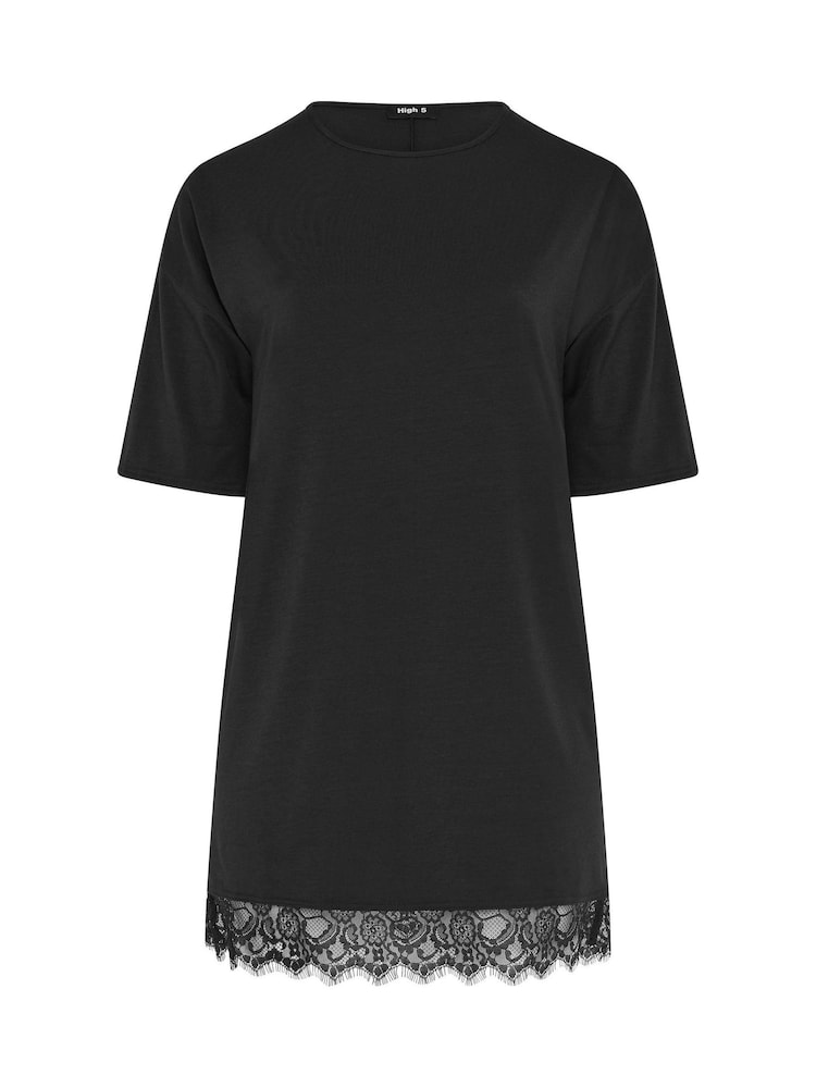 Yours Curve Black Limited Lace Hem Mini Dress - Image 5 of 5