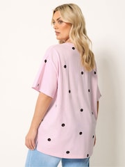 Yours Curve Pink Spot Oversized T-Shirt - Image 3 of 5